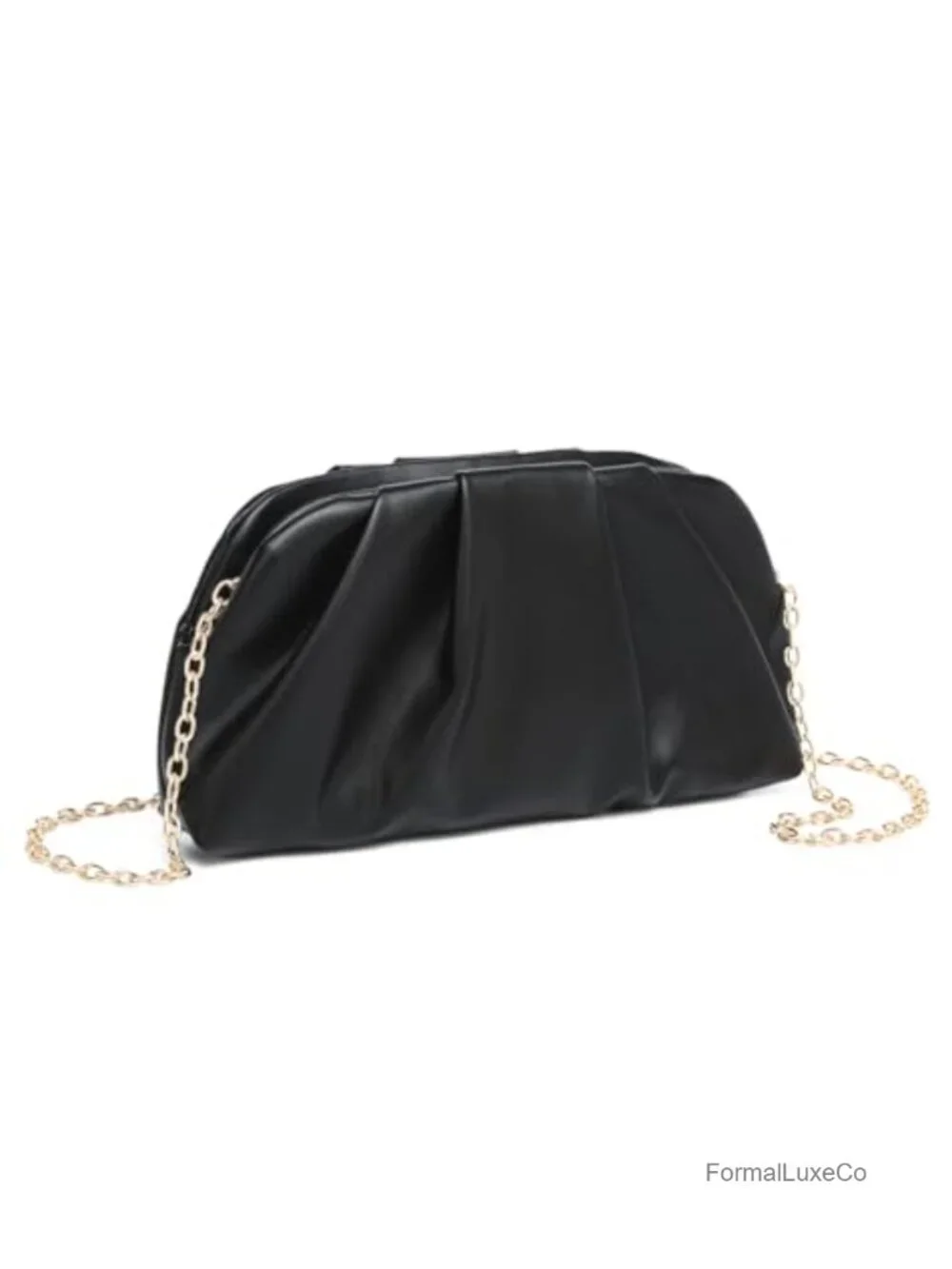Fashion Cloud Shape Fold Leather Clutch Handbag with Chain